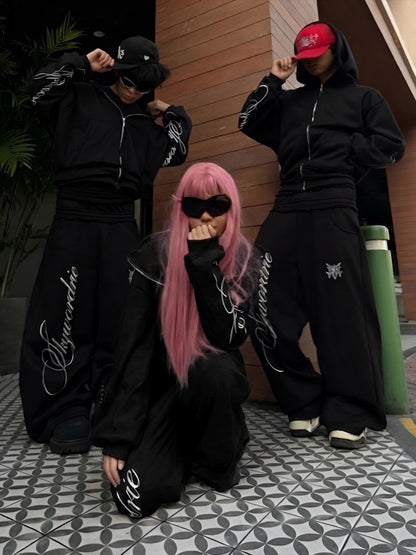 Zip Hoddie Heráldica Negra