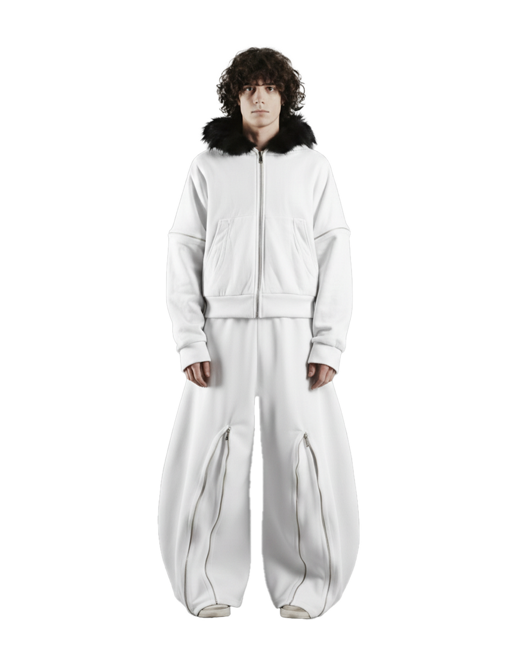 Zip Hoddie Blanca Desmontable