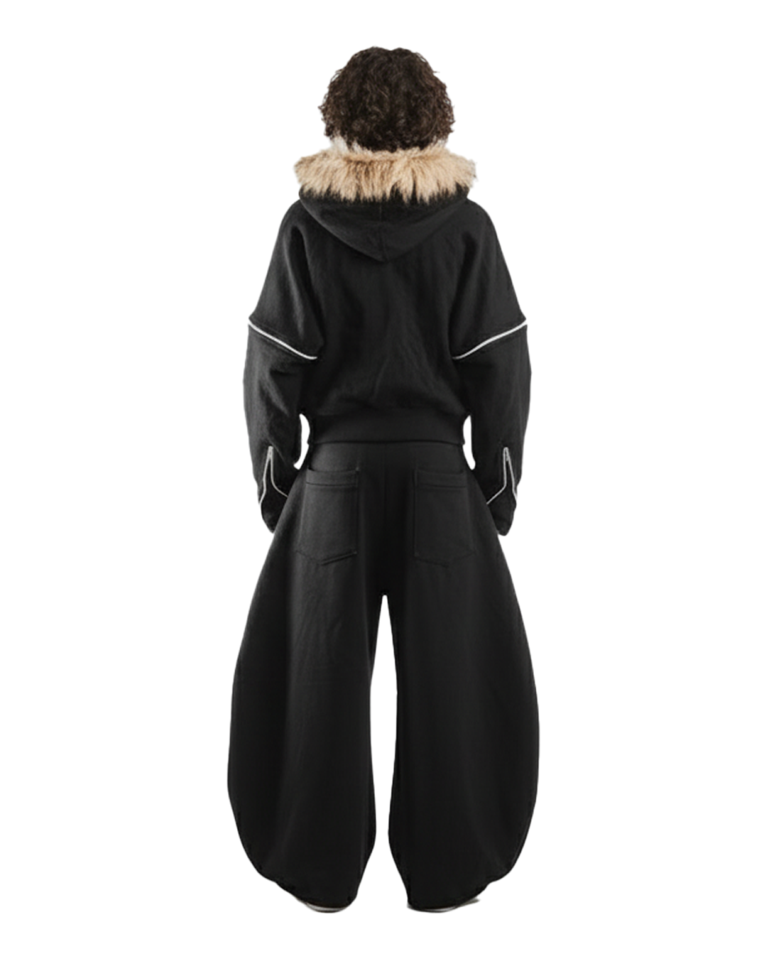 Zip Hoddie Negra Desmontable