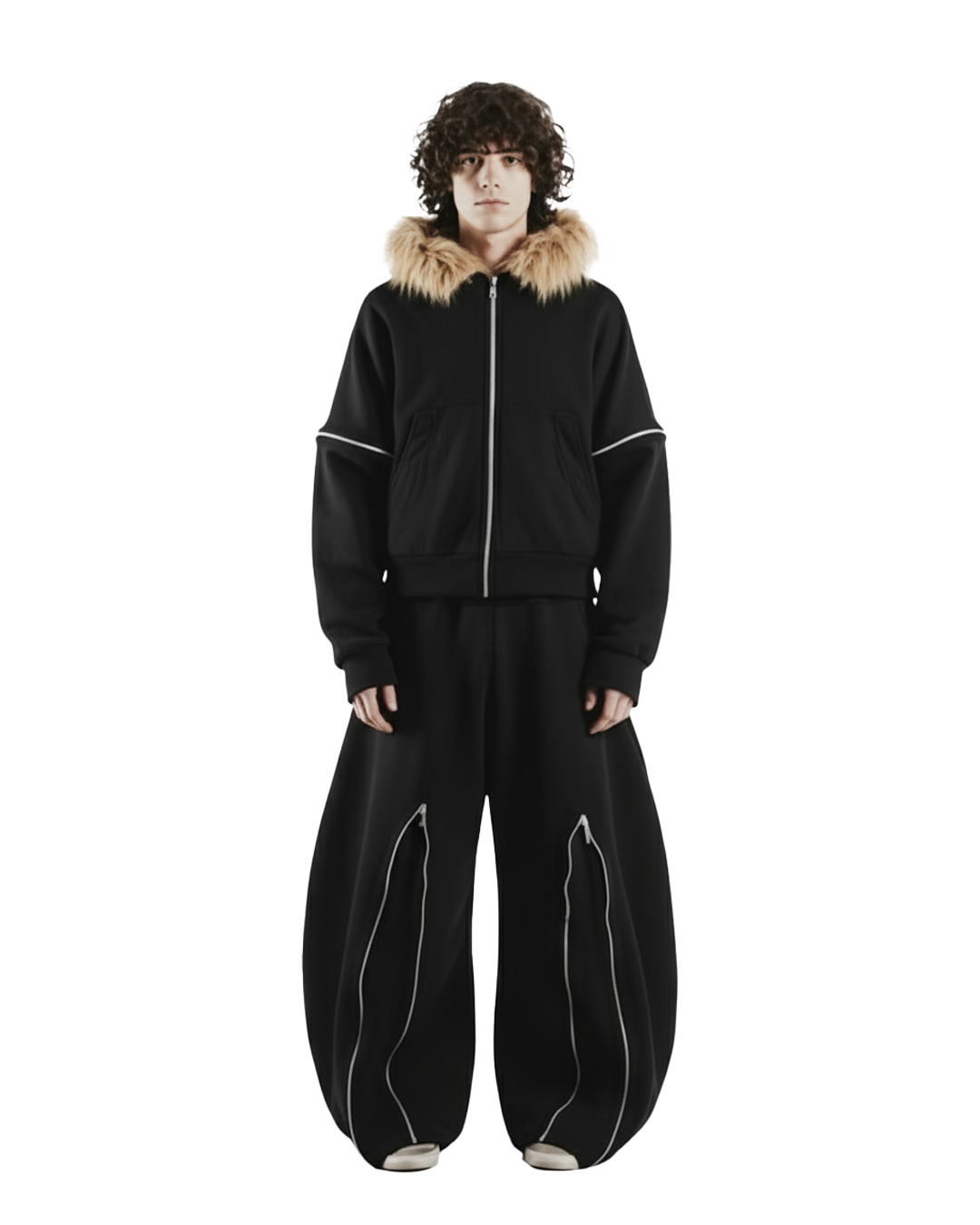 Zip Hoddie Negra Desmontable