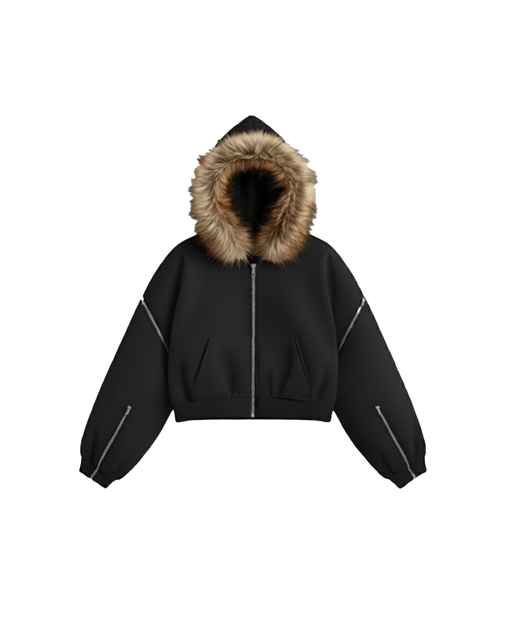 Zip Hoddie Negra Desmontable