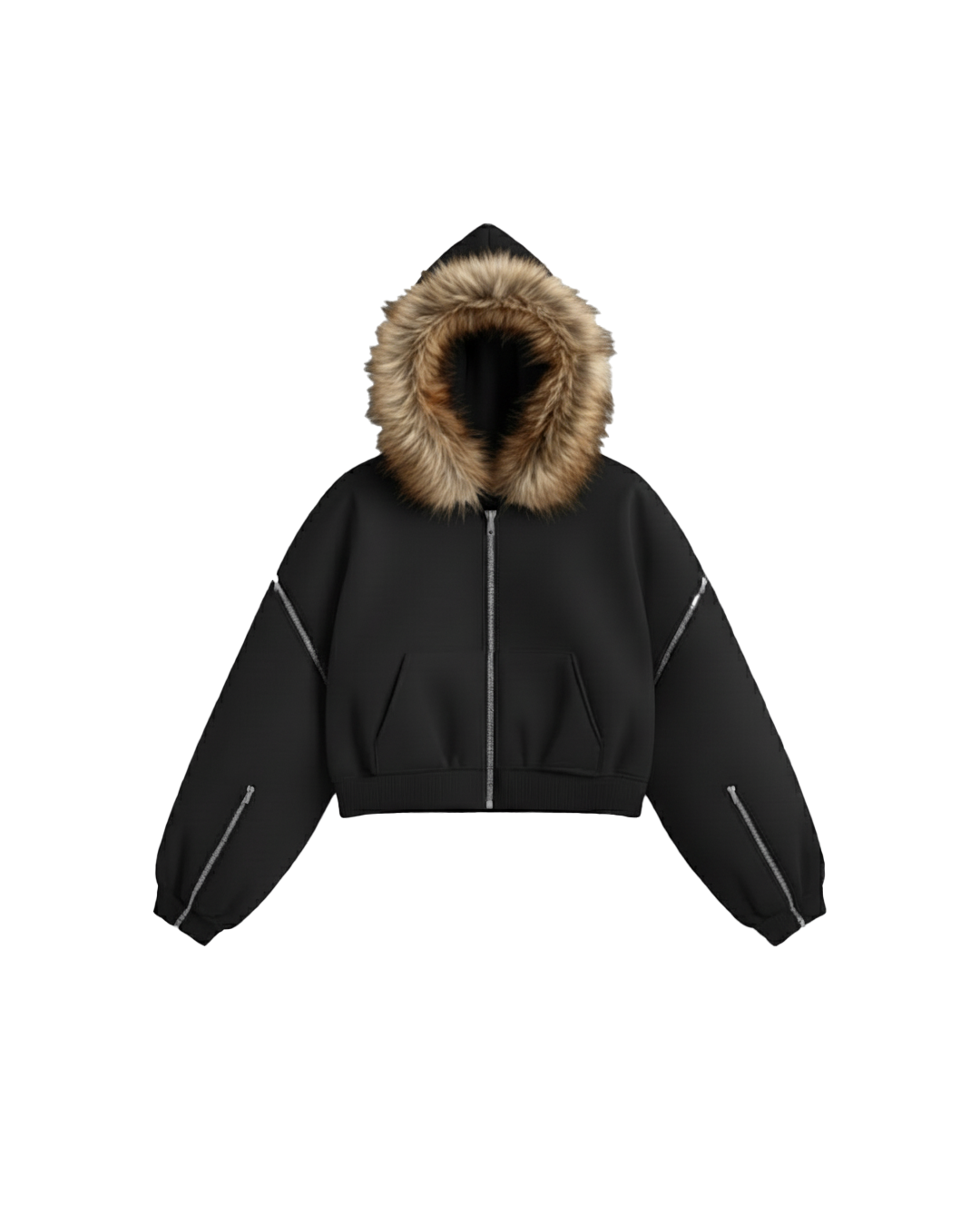 Zip Hoddie Negra Desmontable